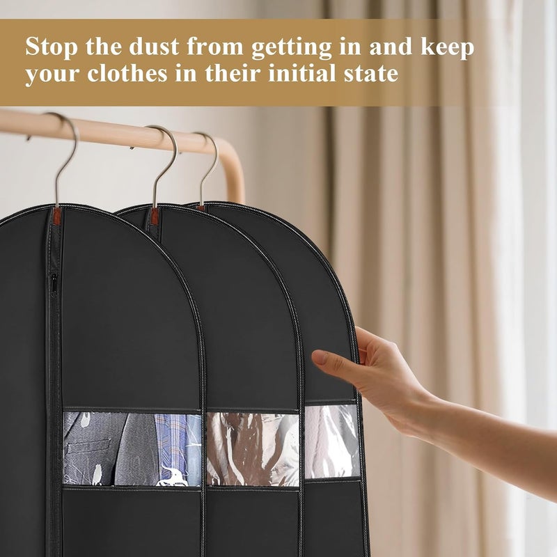 JOLYEAK 55-Inch Garment Bags Covers,Hanging Clothes Bag, Suit Cover Bags with Clear Window for Hanging Closet Clothes Storage and Travel (Black-55Inch) - Image 4